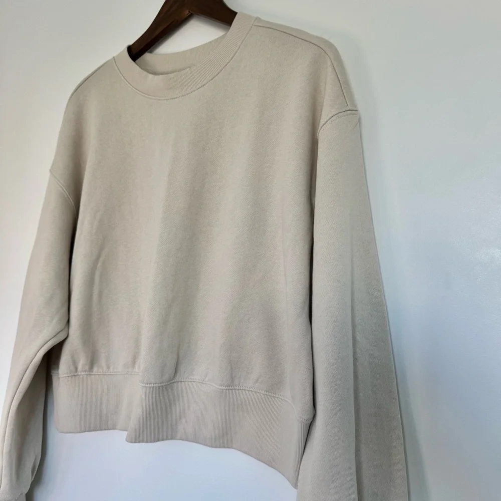 NWT Small Cream Bone Old Navy SoComfy Drop-Shoulder Crewneck Sweatshirt Comfy - Picture 9 of 13